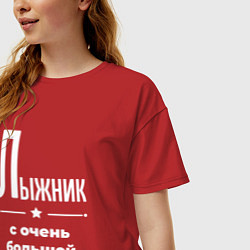 Футболка оверсайз женская Лыжник с очень большой буквы, цвет: красный — фото 2