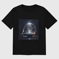 Футболка оверсайз женская Волшебство в космосе, цвет: черный