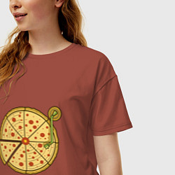 Футболка оверсайз женская Vinyl pizza, цвет: кирпичный — фото 2