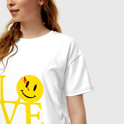 Футболка оверсайз женская Smile love, цвет: белый — фото 2