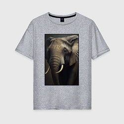 Женская футболка оверсайз Портрет слона