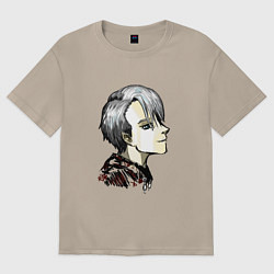 Футболка оверсайз женская Виктор Никифоров - Юри на льду, цвет: миндальный