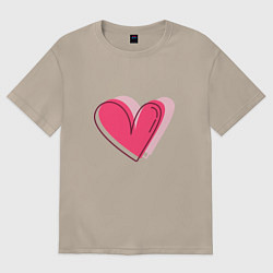 Футболка оверсайз женская Большое бьющееся сердце, цвет: миндальный