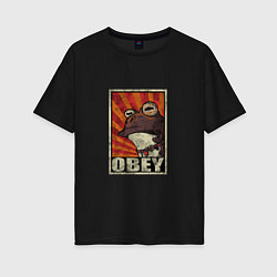 Женская футболка оверсайз Obey frog