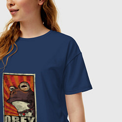 Футболка оверсайз женская Obey frog, цвет: тёмно-синий — фото 2