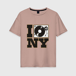 Футболка оверсайз женская Vinyl New York, цвет: пыльно-розовый