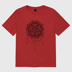 Футболка оверсайз женская Индийский орнамент, цвет: красный