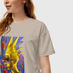 Футболка оверсайз женская New Bart Simpson - нейросеть - future, цвет: миндальный — фото 2