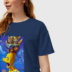 Футболка оверсайз женская Барт Симпсон и коты - нейросеть - art, цвет: тёмно-синий — фото 2