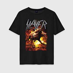 Футболка оверсайз женская Slayer rock, цвет: черный