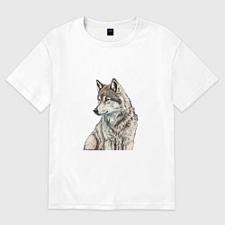 Футболка оверсайз женская Серая волчица, цвет: белый