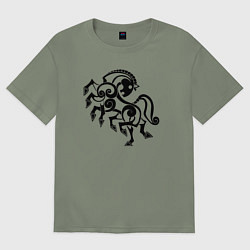 Футболка оверсайз женская Слейпнир конь бога Одина, цвет: авокадо