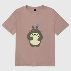 Футболка оверсайз женская Тоторо жонглер, цвет: пыльно-розовый