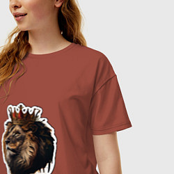 Футболка оверсайз женская Лев-царь в короне, цвет: кирпичный — фото 2