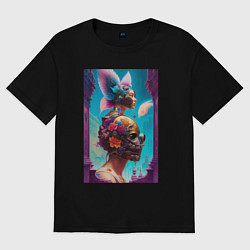 Футболка оверсайз женская Девушки в стиле Стимпанк, цвет: черный