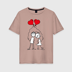 Женская футболка оверсайз Влюбленные с шариками