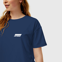 Футболка оверсайз женская Ateez white logo, цвет: тёмно-синий — фото 2