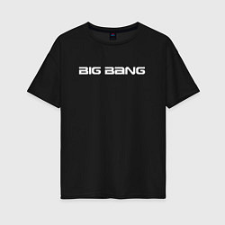 Футболка оверсайз женская Big bang белый логотип, цвет: черный