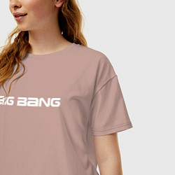 Футболка оверсайз женская Big bang белый логотип, цвет: пыльно-розовый — фото 2