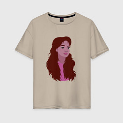 Женская футболка оверсайз Девушка с рыжими волосами