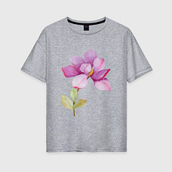 Женская футболка оверсайз Цветок магнолии акварелью