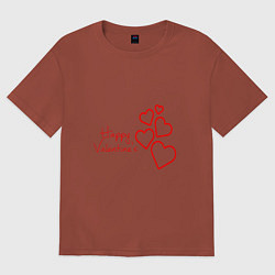 Футболка оверсайз женская День всех влюблённых, цвет: кирпичный