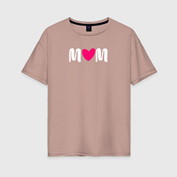 Женская футболка оверсайз Mom heart love