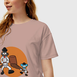 Футболка оверсайз женская Шоу Щекотки и Царапки, цвет: пыльно-розовый — фото 2