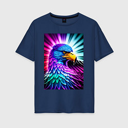 Футболка оверсайз женская Neon eagle - neural network, цвет: тёмно-синий