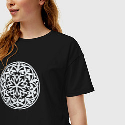 Футболка оверсайз женская Мандала восточная, цвет: черный — фото 2