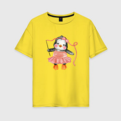 Футболка оверсайз женская Пингвин балерина, цвет: желтый