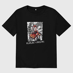 Женская футболка оверсайз Куруми Токисаки на фоне манги