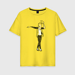 Футболка оверсайз женская Майкл Джексон и шляпа, цвет: желтый