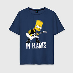 Женская футболка оверсайз In Flames Барт Симпсон рокер