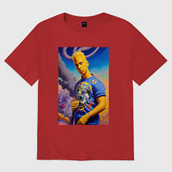 Футболка оверсайз женская Подросший Барт Симпсон - фантазия - нейросеть, цвет: красный