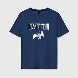 Футболка оверсайз женская Led Zeppelin падший ангел, цвет: тёмно-синий