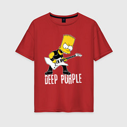 Женская футболка оверсайз Deep Purple Барт Симпсон рокер