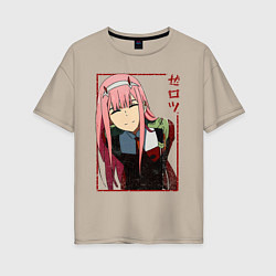 Женская футболка оверсайз Zero Two anime girl
