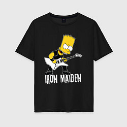 Женская футболка оверсайз Iron Maiden Барт Симпсон рокер