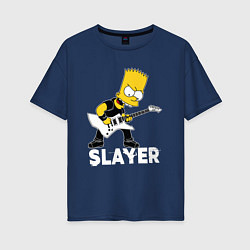Женская футболка оверсайз Slayer Барт Симпсон рокер