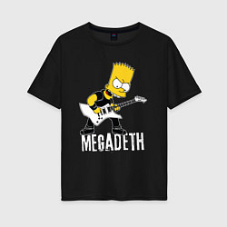 Женская футболка оверсайз Megadeth Барт Симпсон рокер