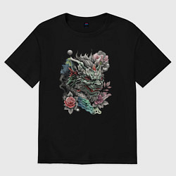 Женская футболка оверсайз Дракон в стиле ирезуми