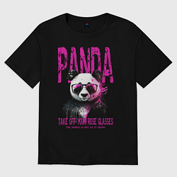 Женская футболка оверсайз Панда и розовые очки