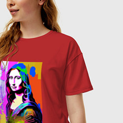 Футболка оверсайз женская Mona Lisa - Gioconda - pop art, цвет: красный — фото 2