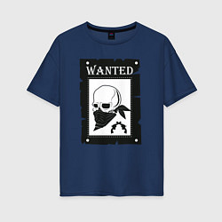 Футболка оверсайз женская Череп wanted, цвет: тёмно-синий