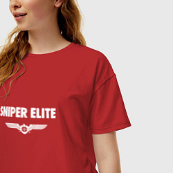 Футболка оверсайз женская Sniper elite - logo, цвет: красный — фото 2