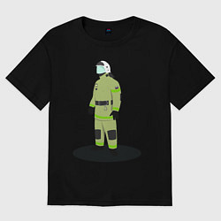 Футболка оверсайз женская Пожарный МЧС России, цвет: черный