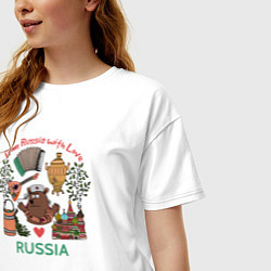 Футболка оверсайз женская From Russia with love inscription, цвет: белый — фото 2