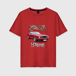 Футболка оверсайз женская Маслкар Ford Mustang, цвет: красный