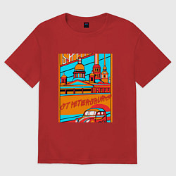 Женская футболка оверсайз Санкт-Петербург в стиле плаката 30-х годов